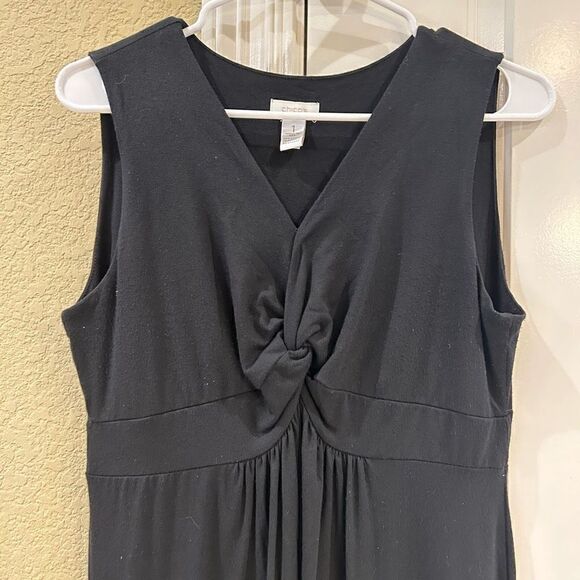 Chico’s women’s size 1 (us equivalent 8/10) sleeveless black front knot maxi dre - Picture 1 of 10